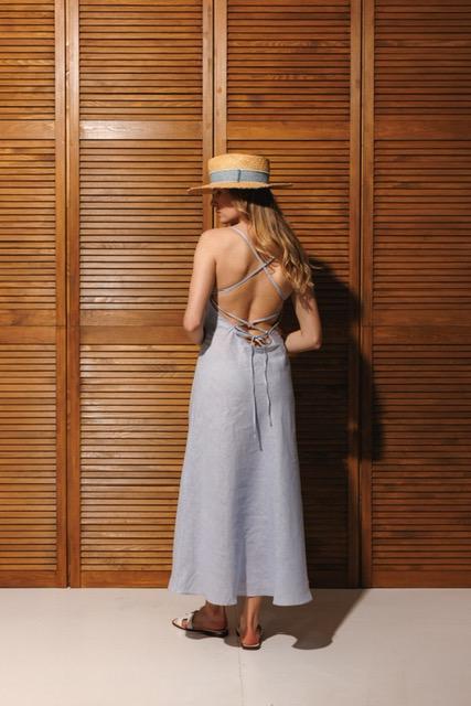 Сукня лляна з відкритою спиною
