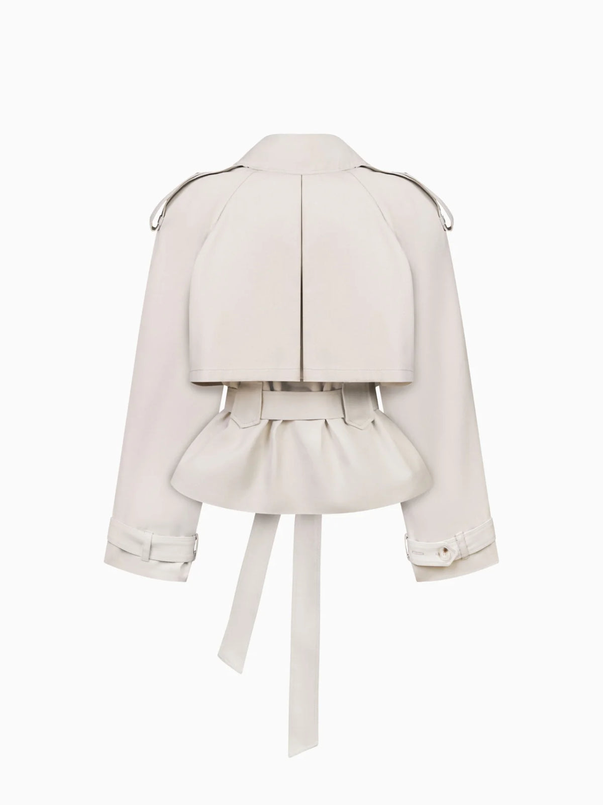 Cropped Cotton Light Beige Trench Coat - фото 2