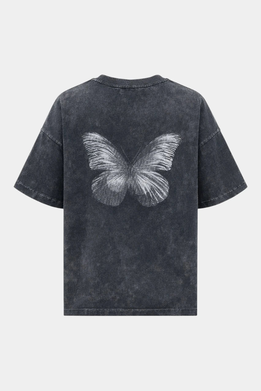 Графітова футболка Butterfly у вінтажному стилі