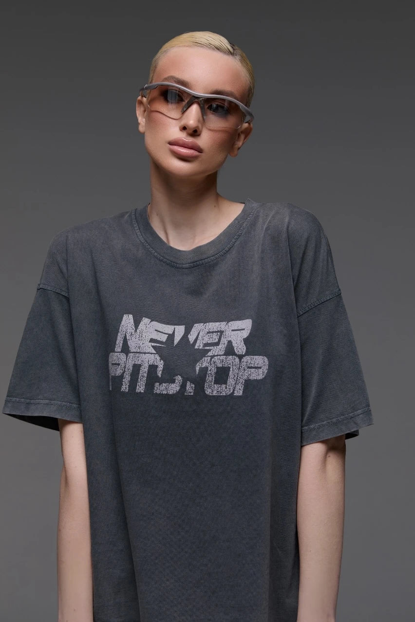 Графітова футболка Never Pitstop