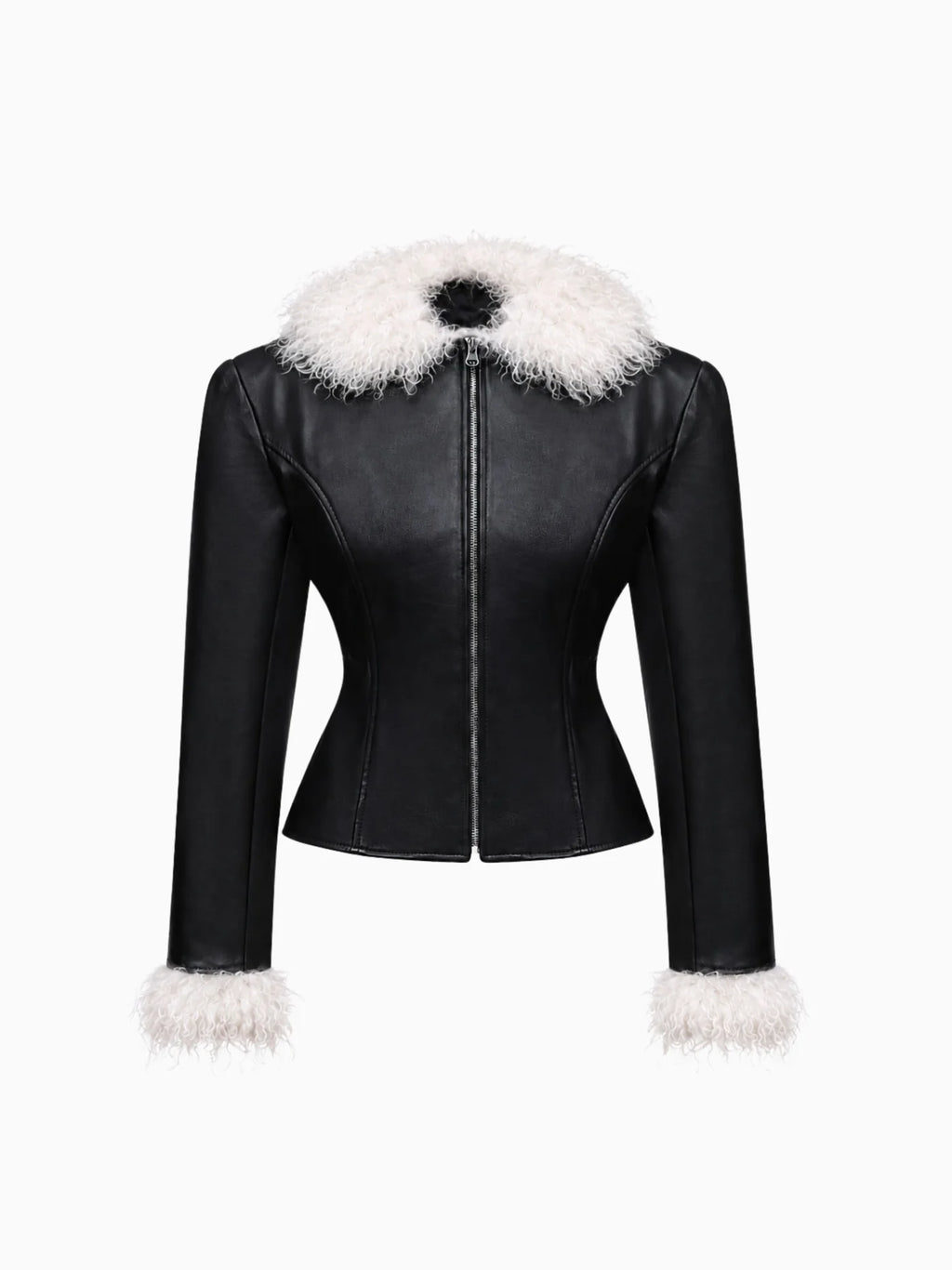 Faux Leather Jacket with Fur - фото 1