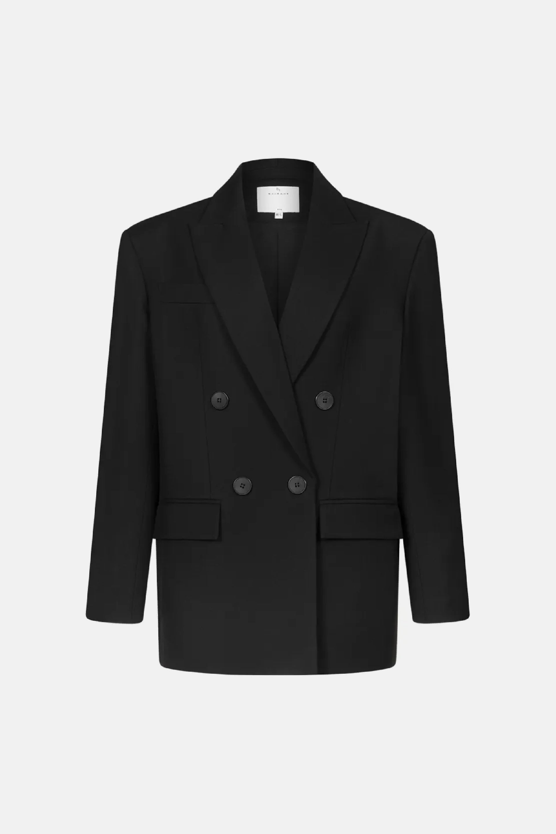 Oversized double-breasted cotton jacket with shoulder pads
