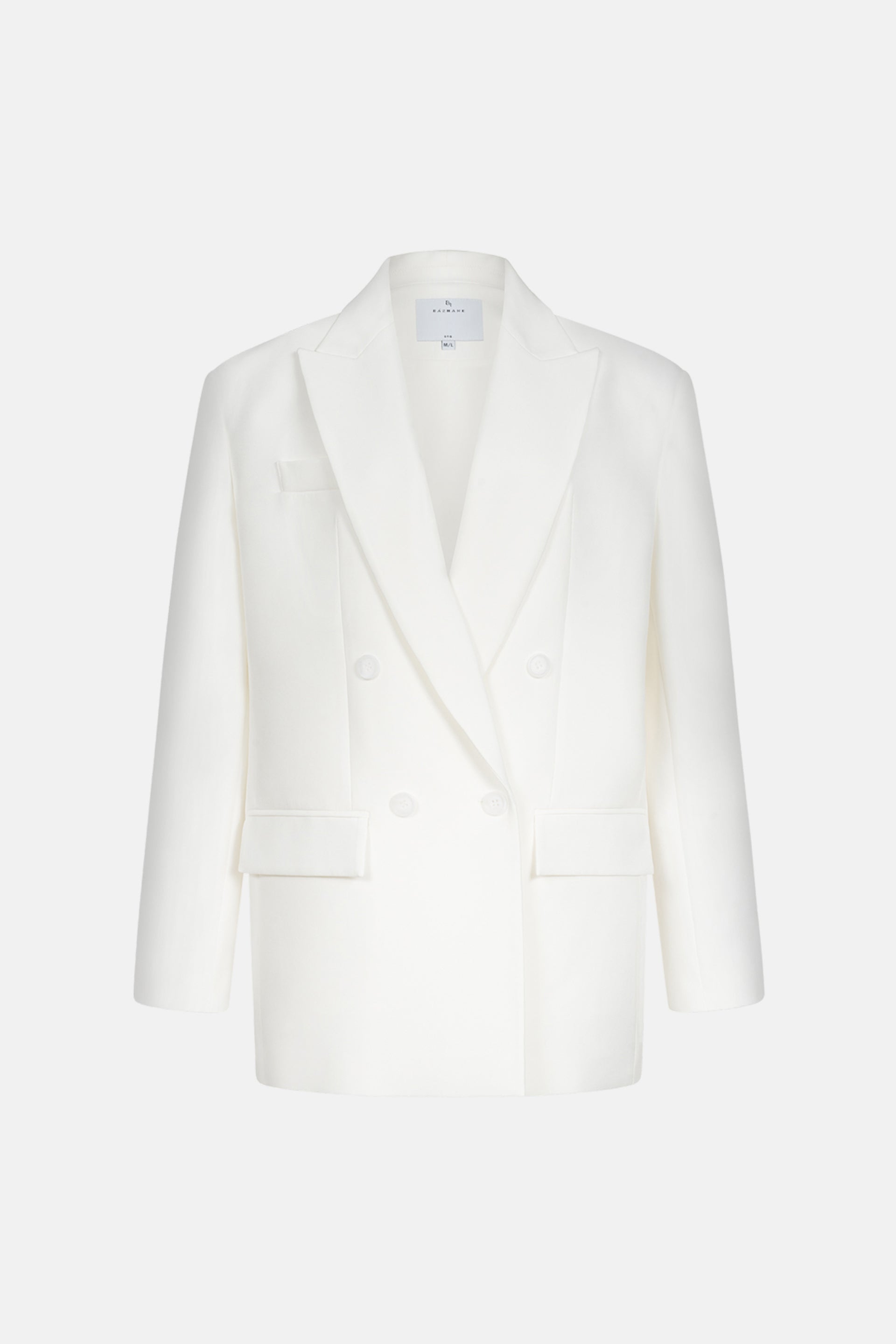 Oversized double-breasted cotton jacket with shoulder pads