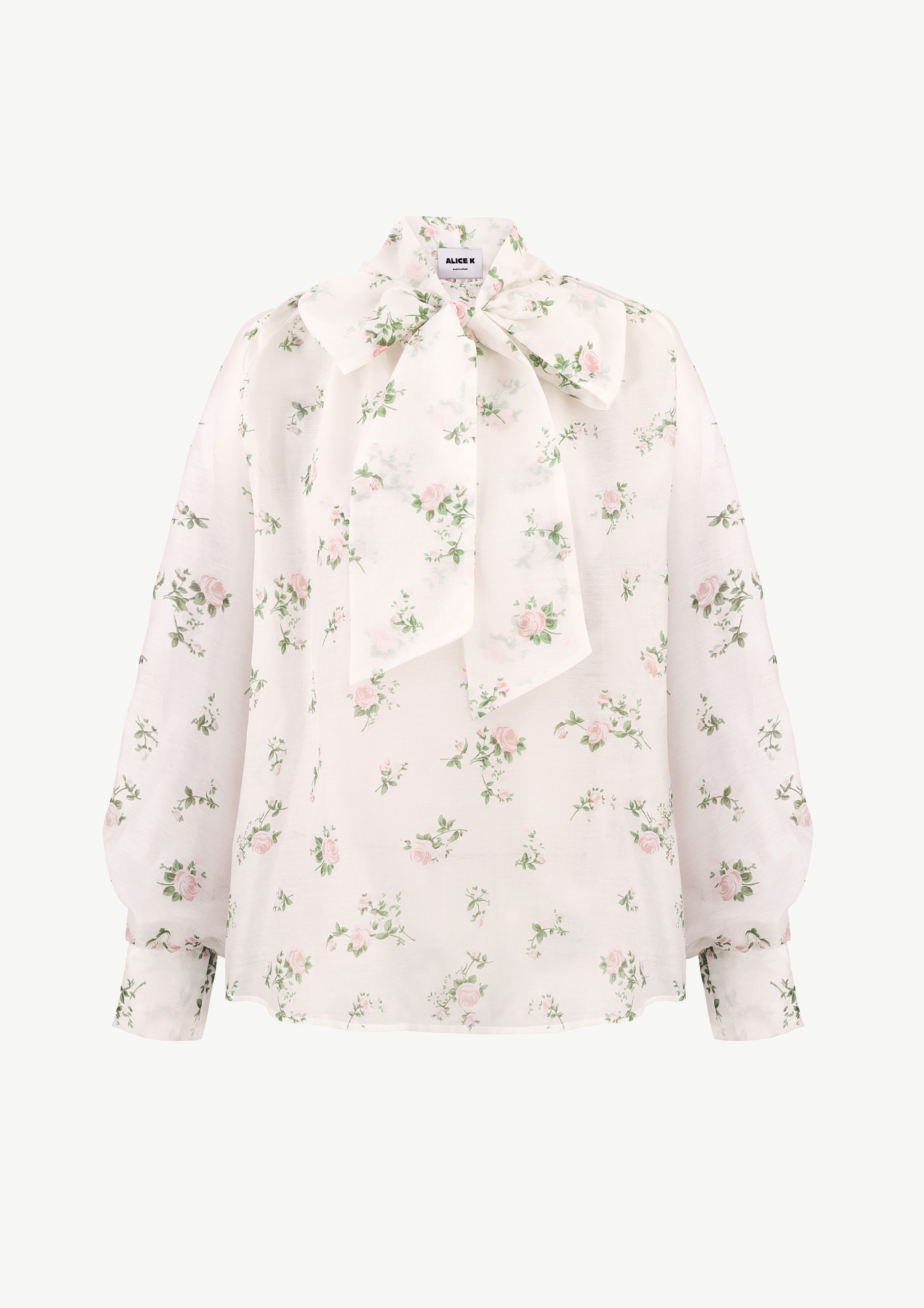 Блуза з бантом в квітковий принт