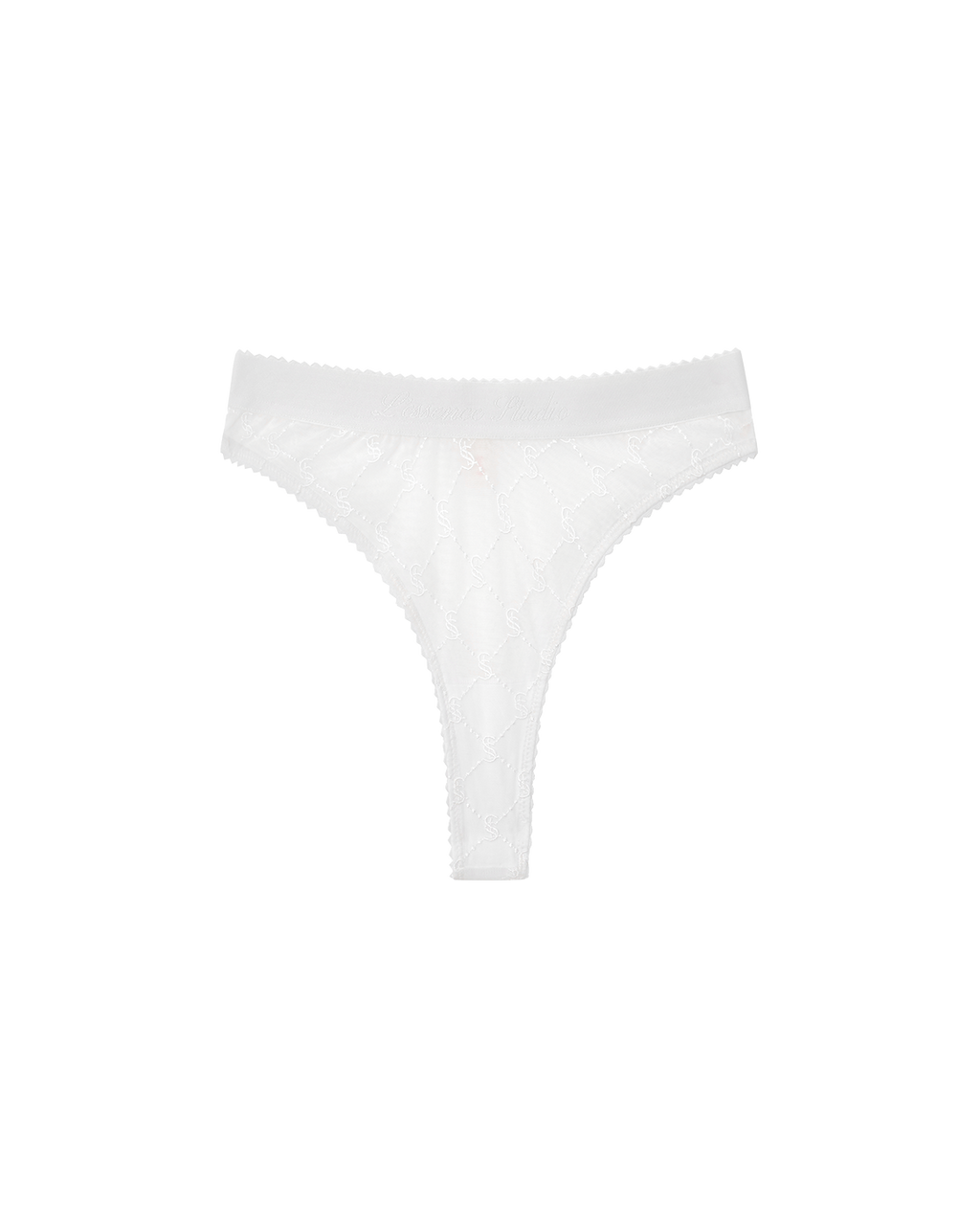 EMBROIDERED LACE HIGH-WAISTED THONGS - фото 1