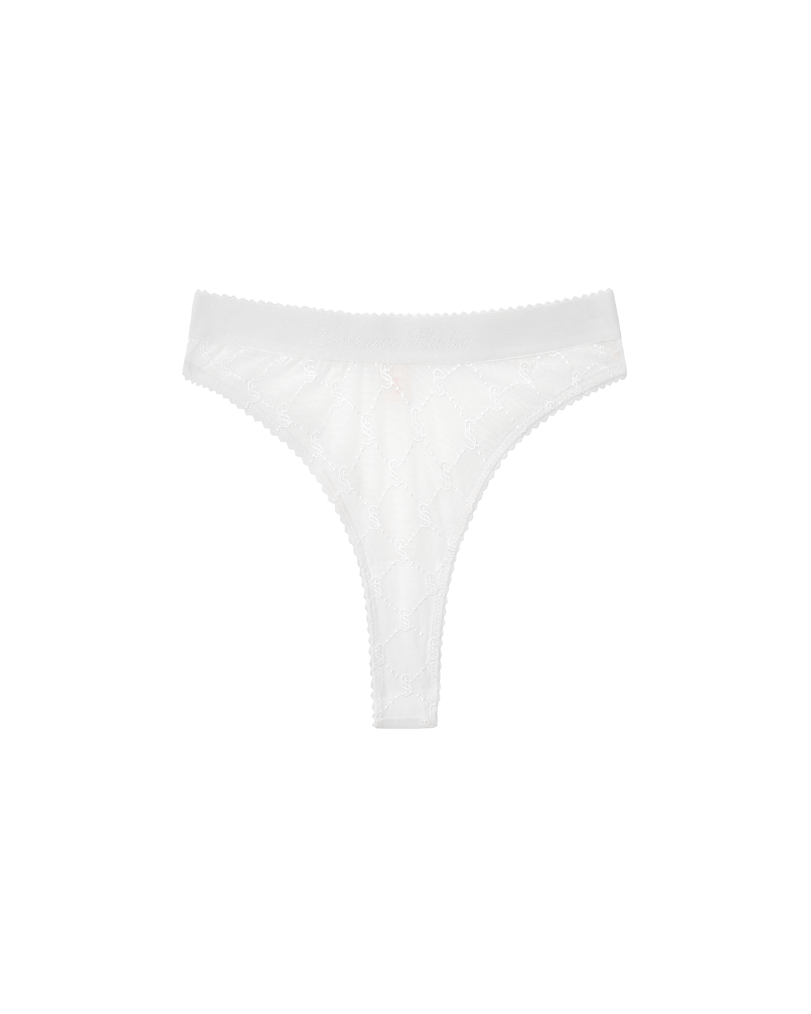 EMBROIDERED LACE HIGH-WAISTED THONGS - фото 1