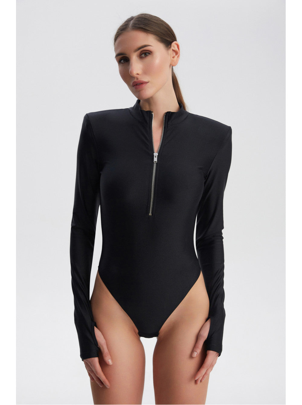 LA MARE brown bodysuit with zipper