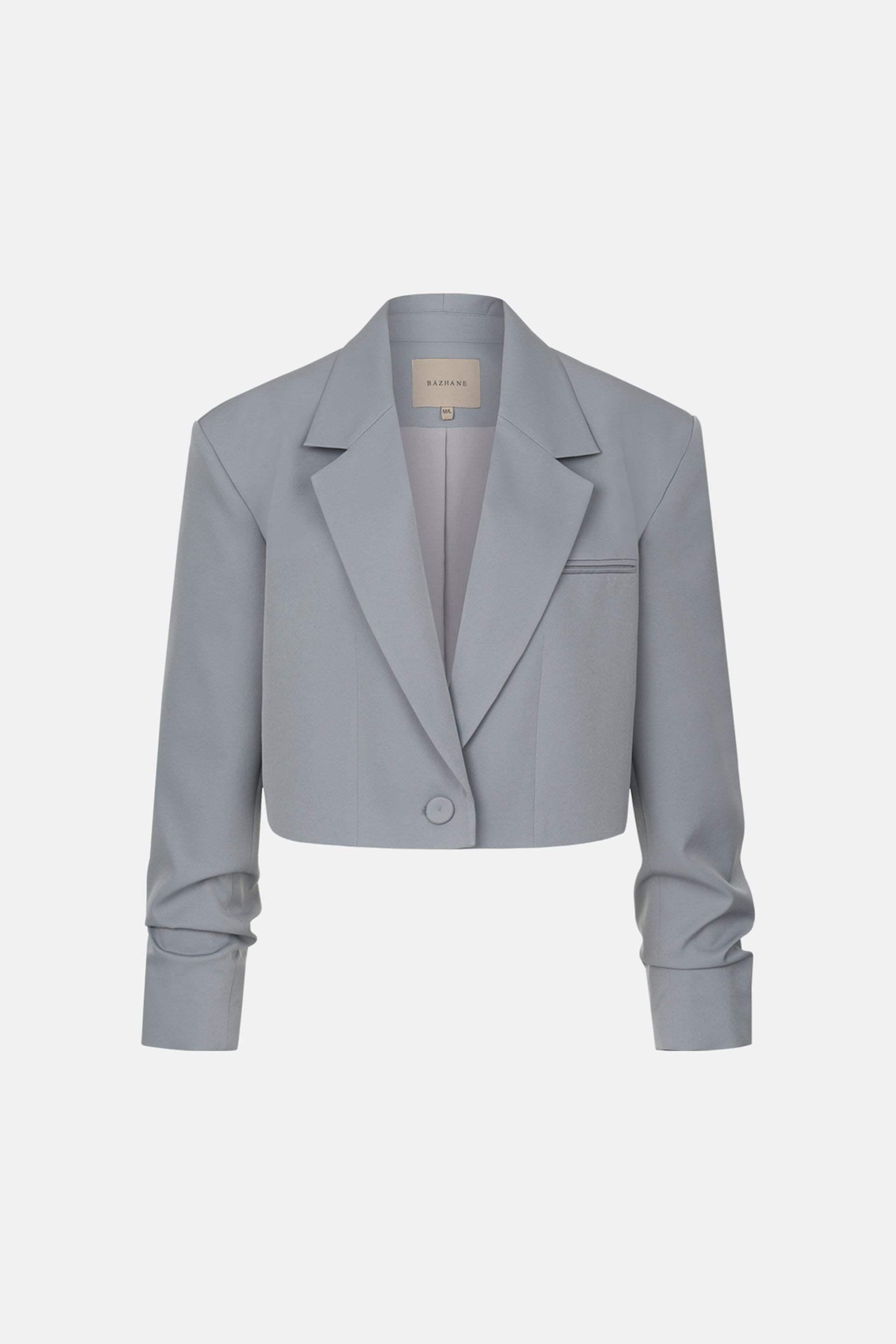 Cropped cotton jacket with gathered sleeves