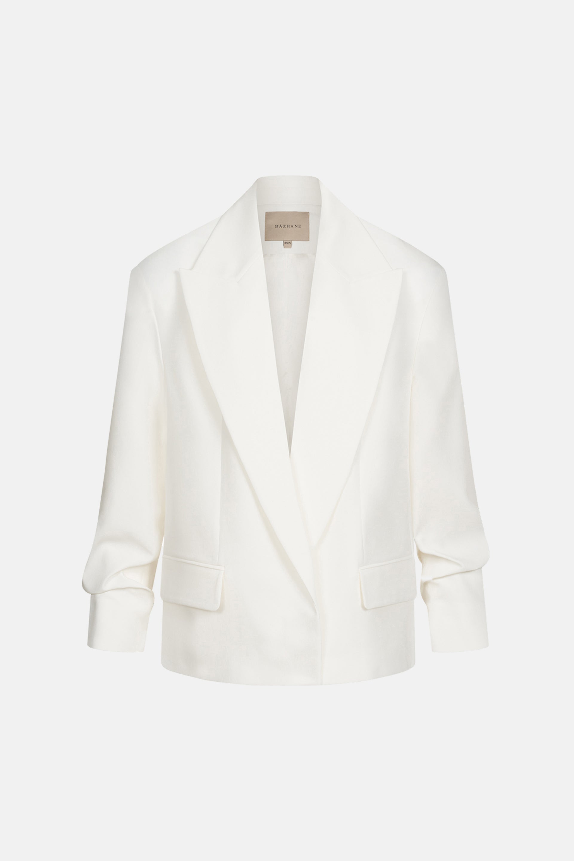 Oversized cotton jacket with gathered sleeves