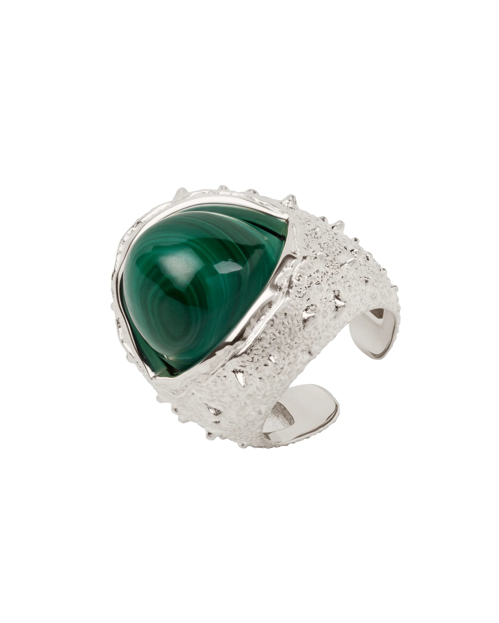K13s Chestnut Ring made of 925° silver and malachite fruit / weight 19.6 g / malachite 22.45 ct