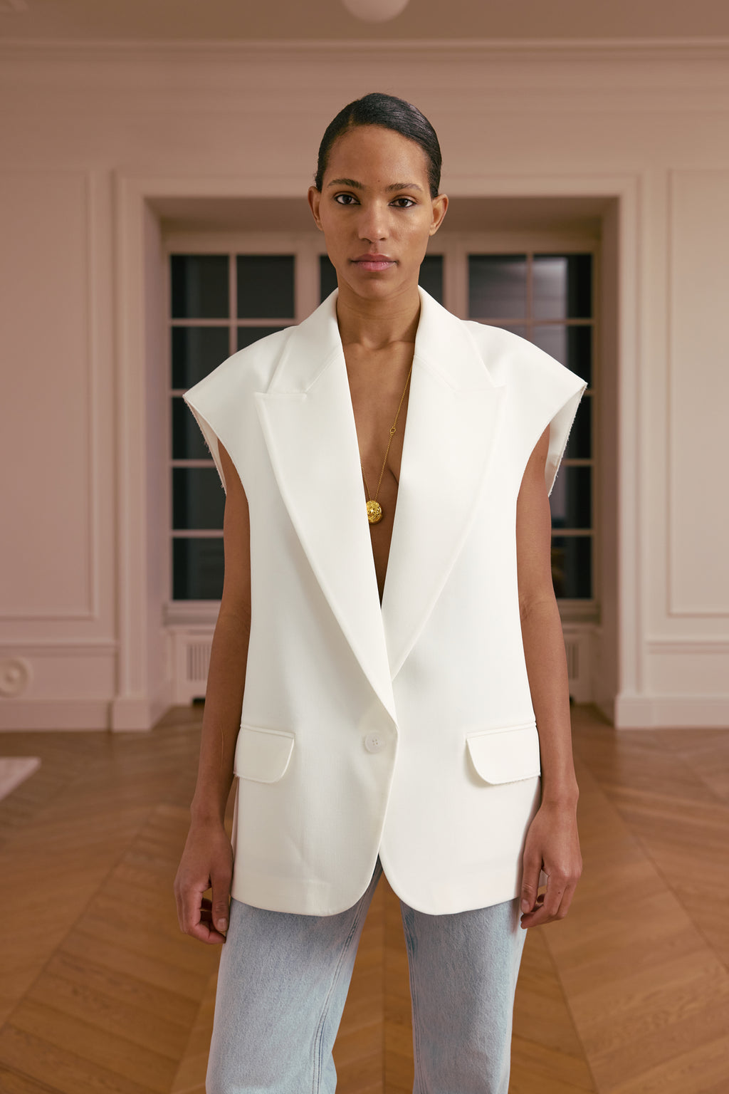 Oversized cotton vest