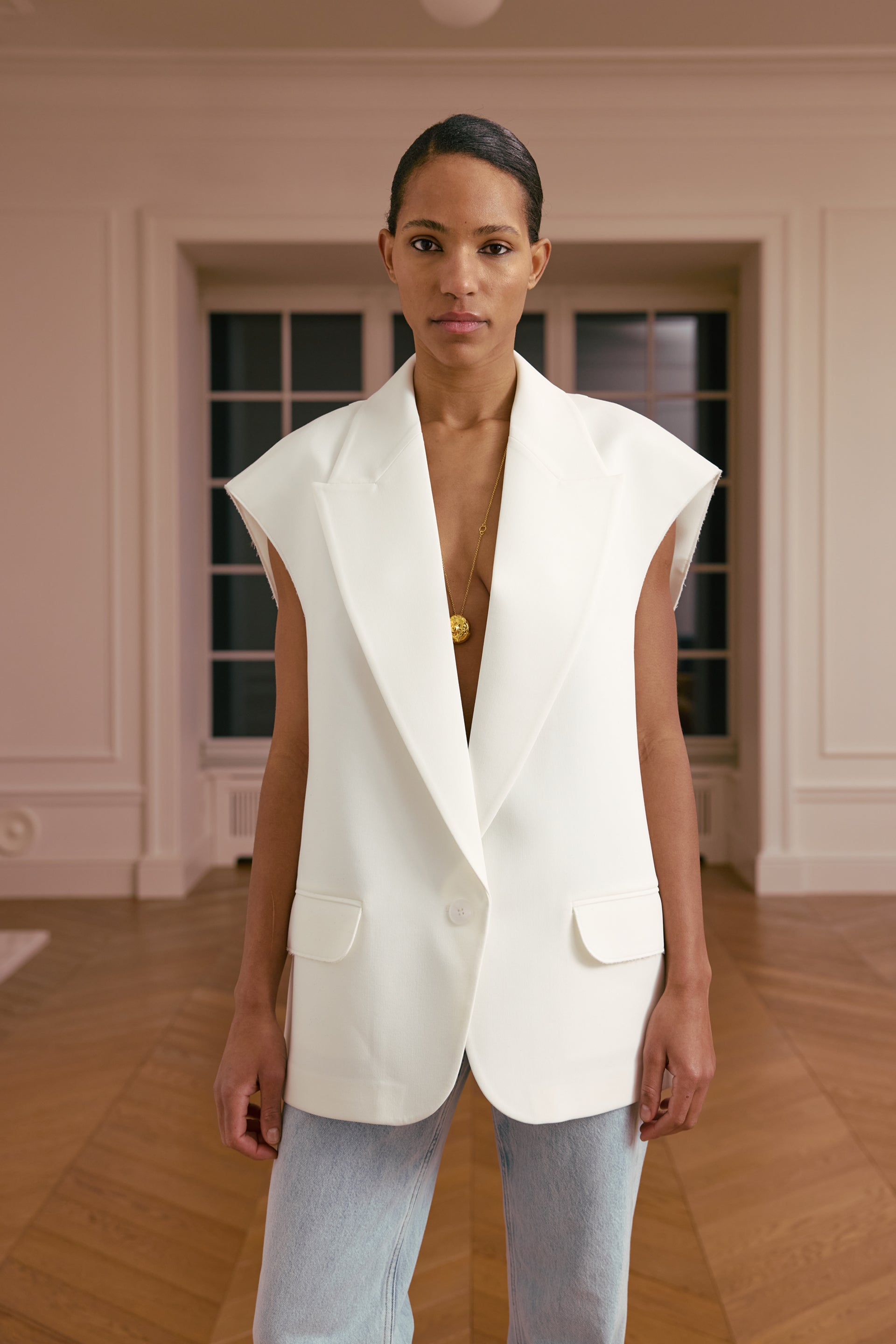 Oversized cotton vest