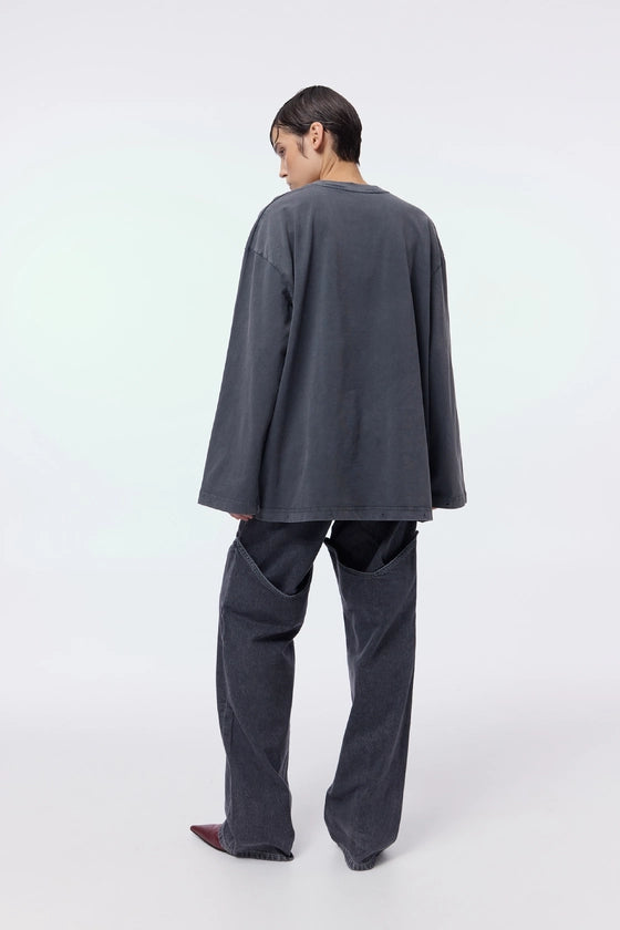 Vintage-style long-sleeve shirt with "Angel" print