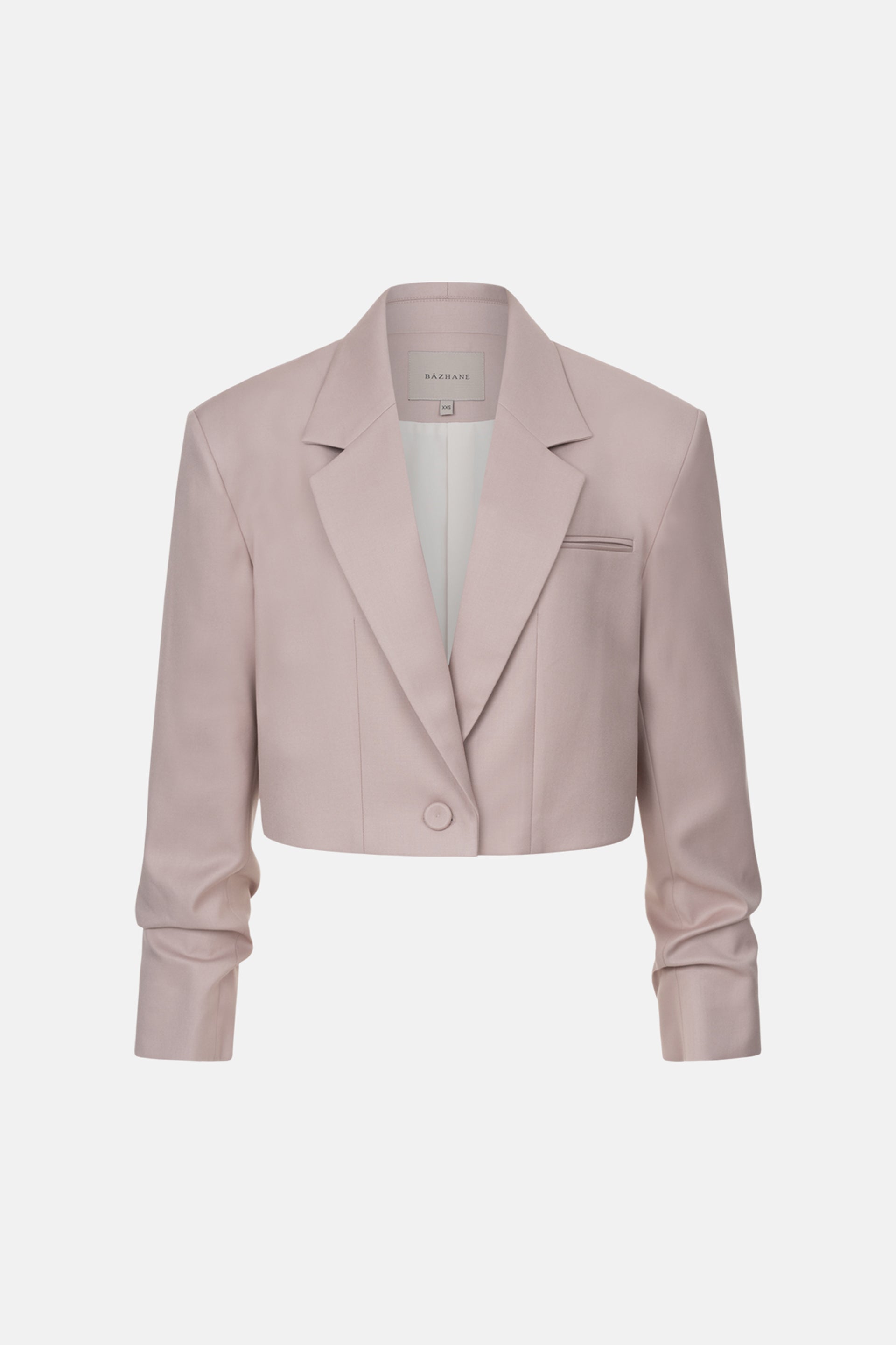 Cropped cotton jacket with gathered sleeves