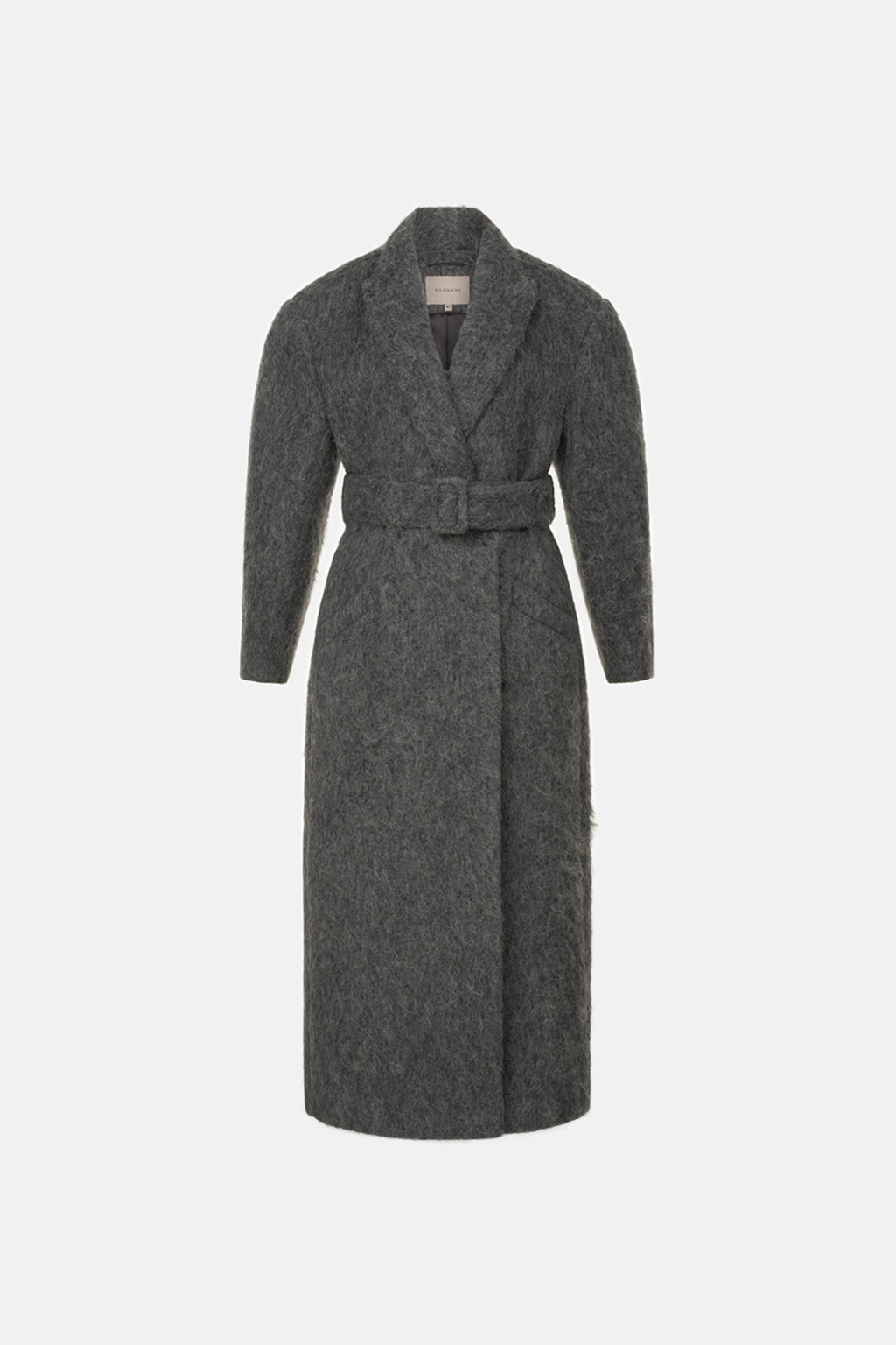 Двобортне пальто з альпаки з акцентним плечем