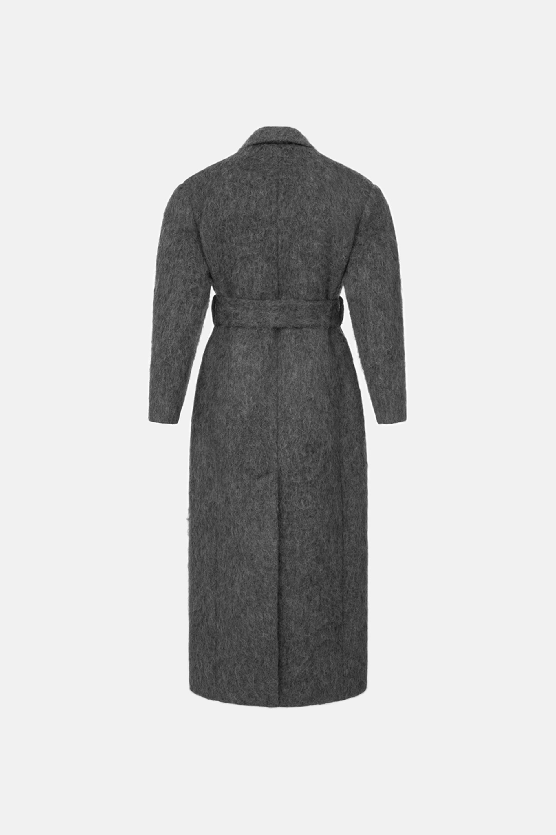 Двобортне пальто з альпаки з акцентним плечем