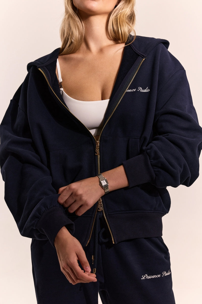 Signature Logo Embroidered Zip Hoodie