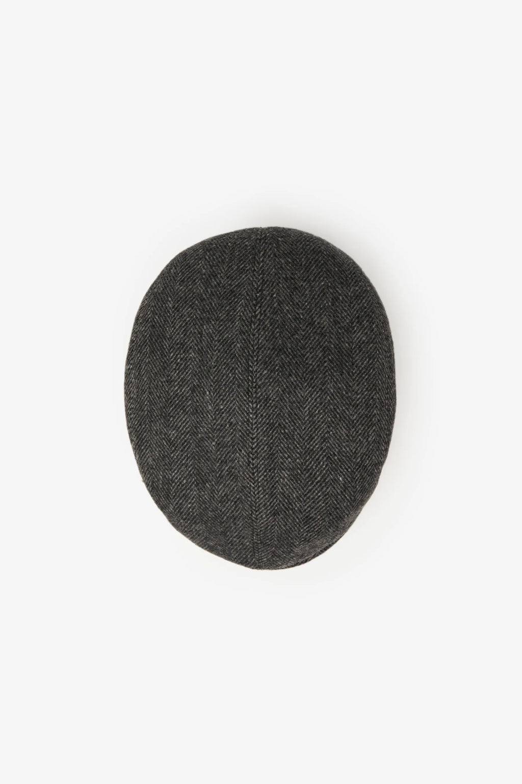 Flat Wool Cap – Grey Herringbone
