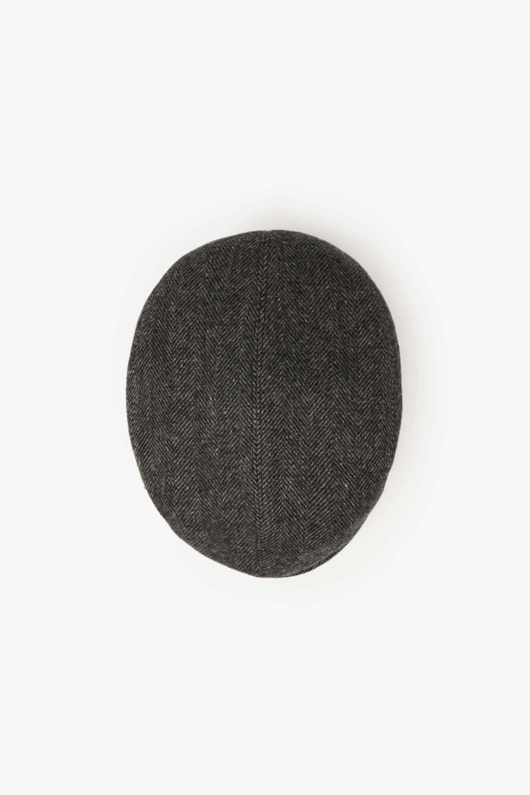 Flat Wool Cap – Grey Herringbone