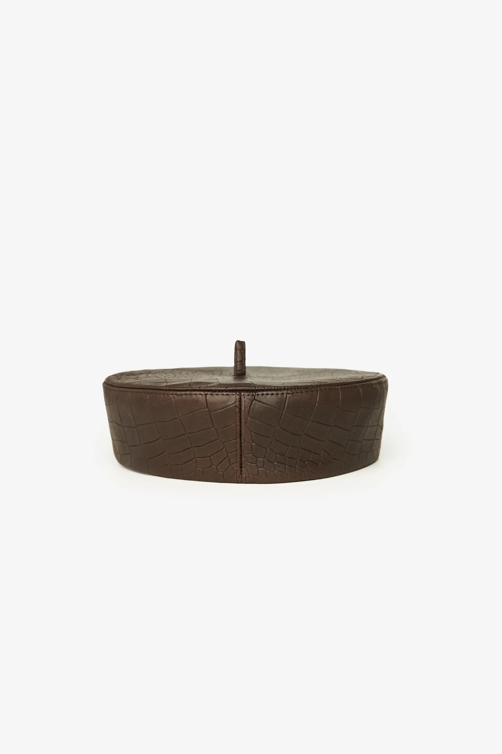 Leather Python Beret – Brown
