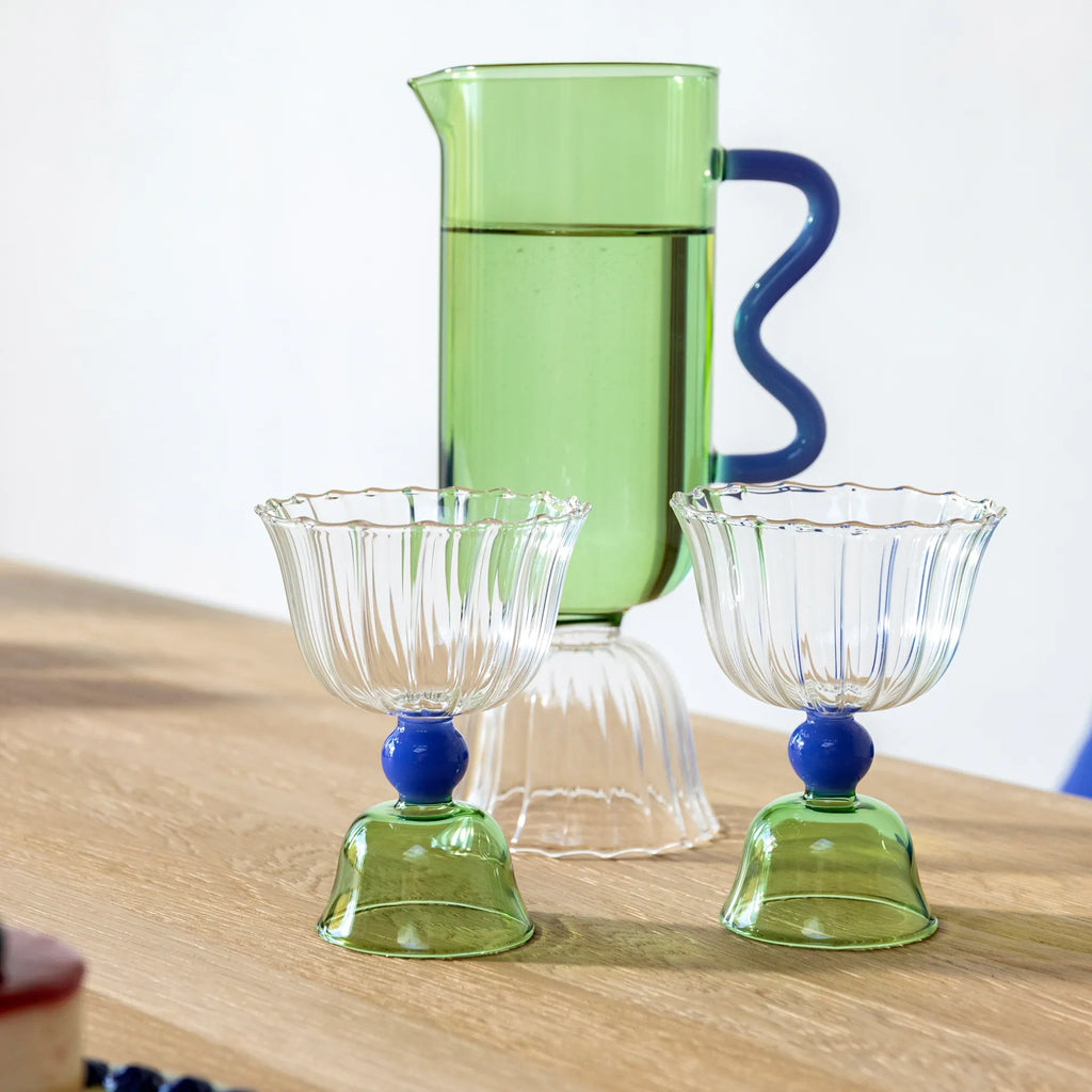 Glass tulip green set
