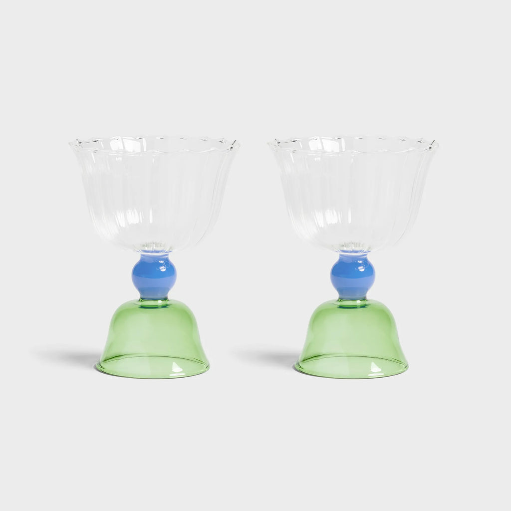 Glass tulip green set