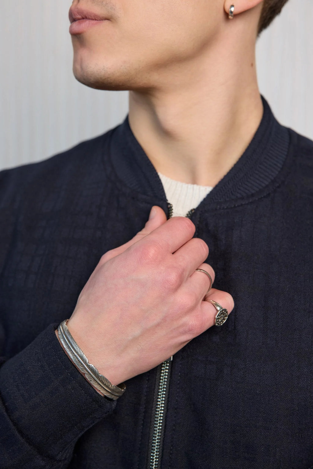 Storm System wool bomber jacket, navy blue