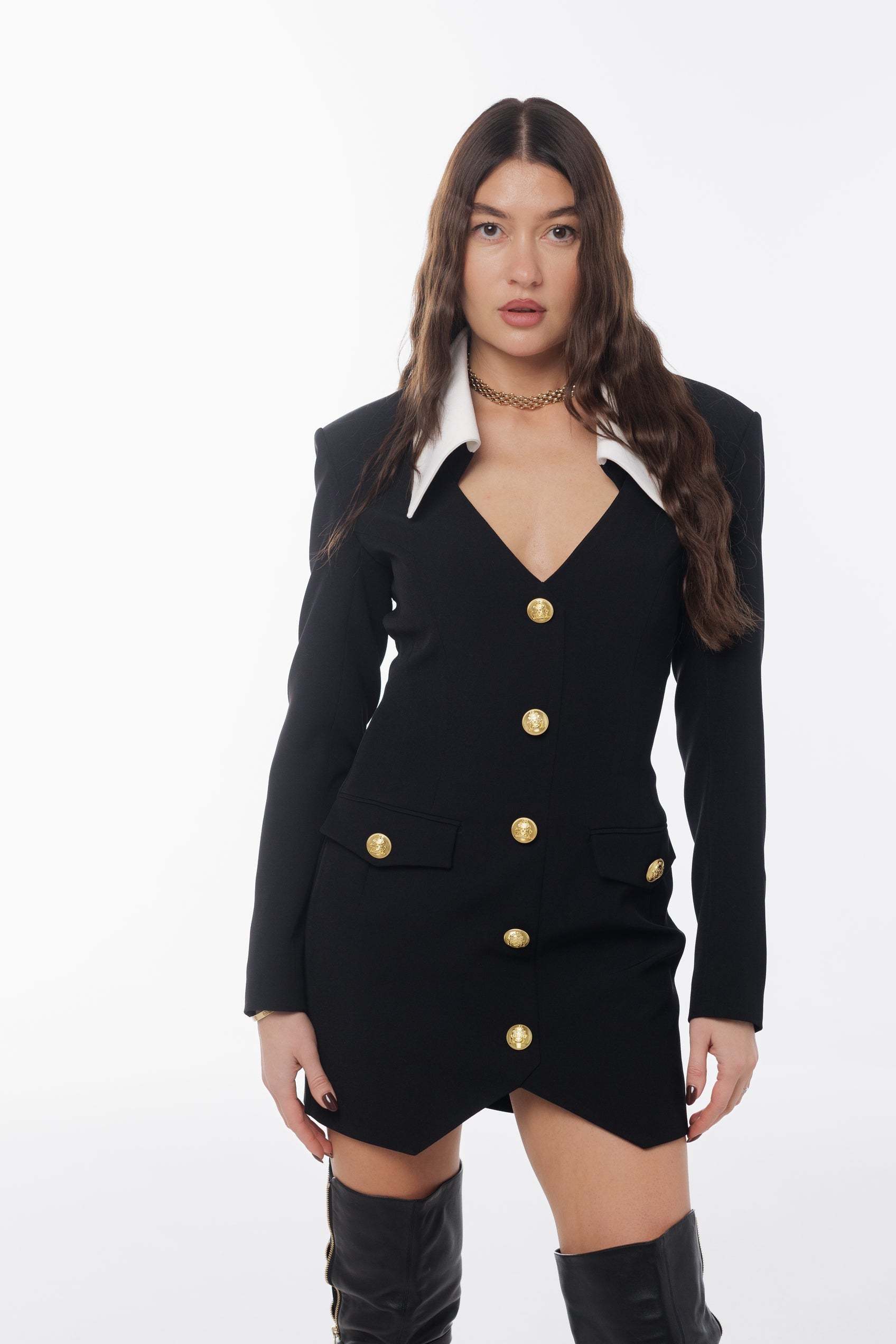 КОРОТКА ДВОКОЛІРНА СУКНЯ З КРЕПУ