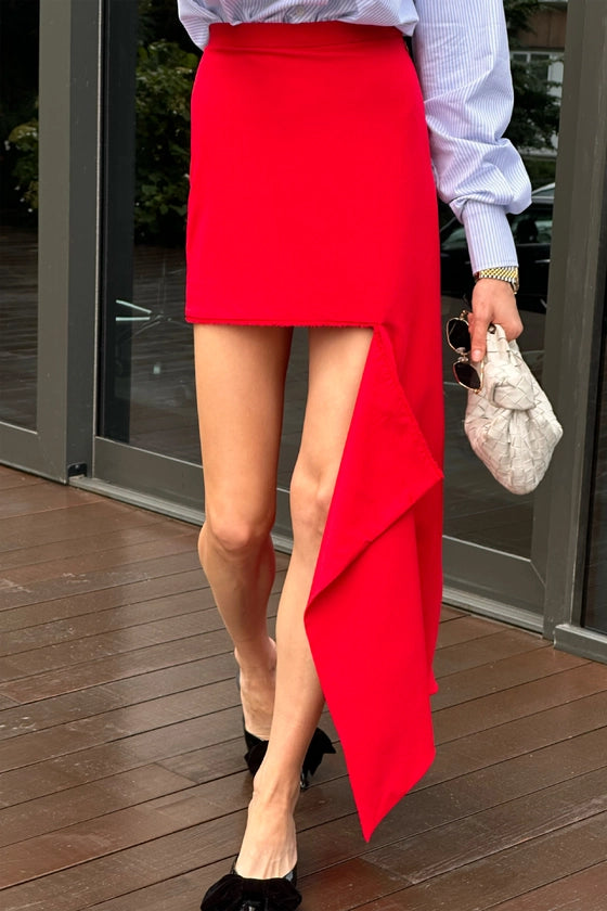 Cotton mini skirt with cut-out detail
