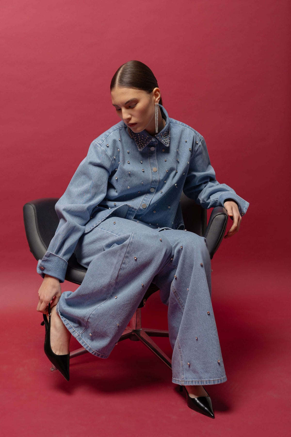 Shining Denim Shirt - фото 4