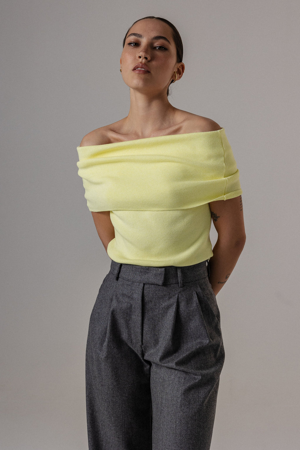 ВʼЯЗАНИЙ ТОП DRAPED GRACE ЖОВТИЙ