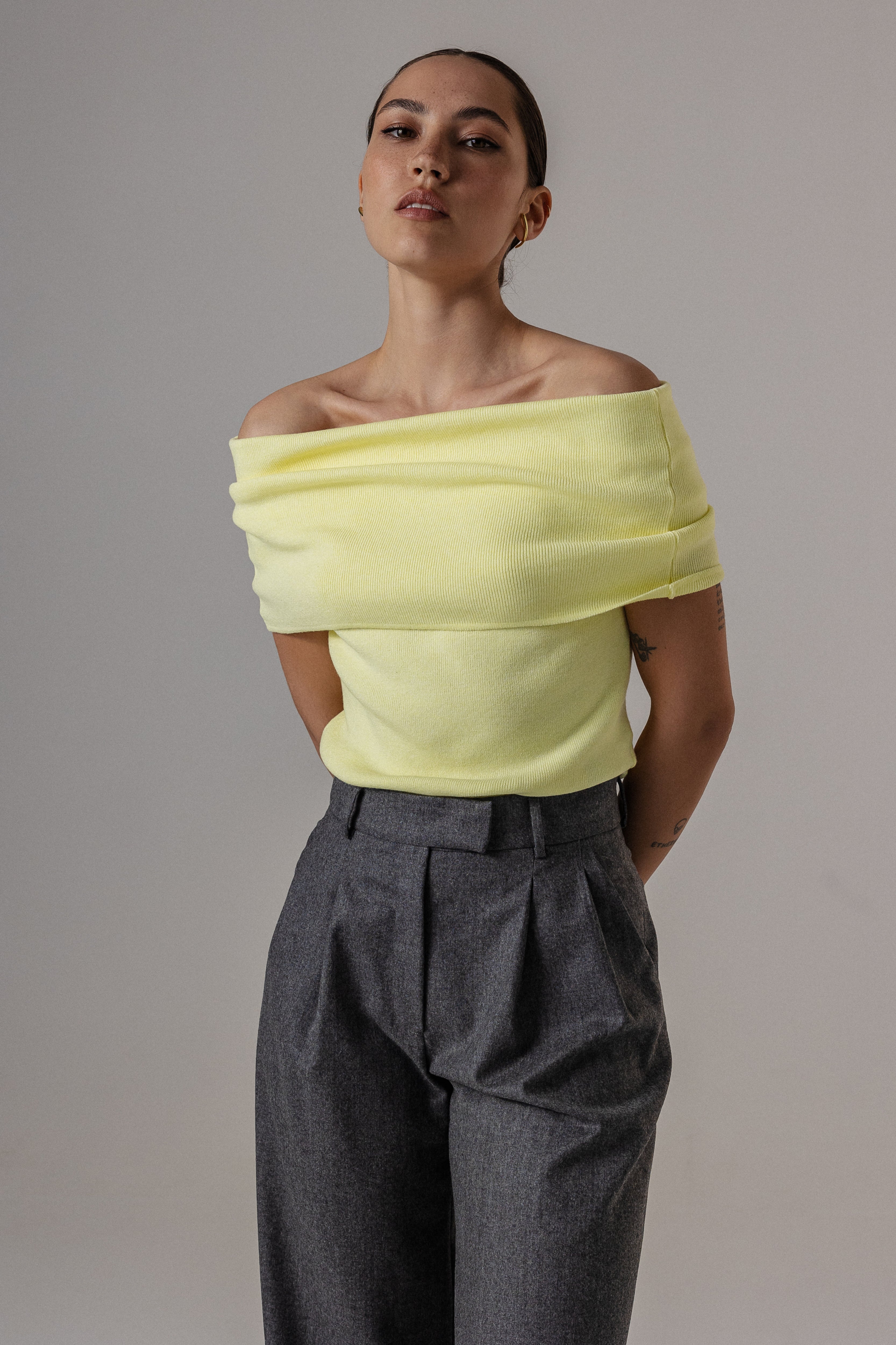 ВʼЯЗАНИЙ ТОП DRAPED GRACE ЖОВТИЙ