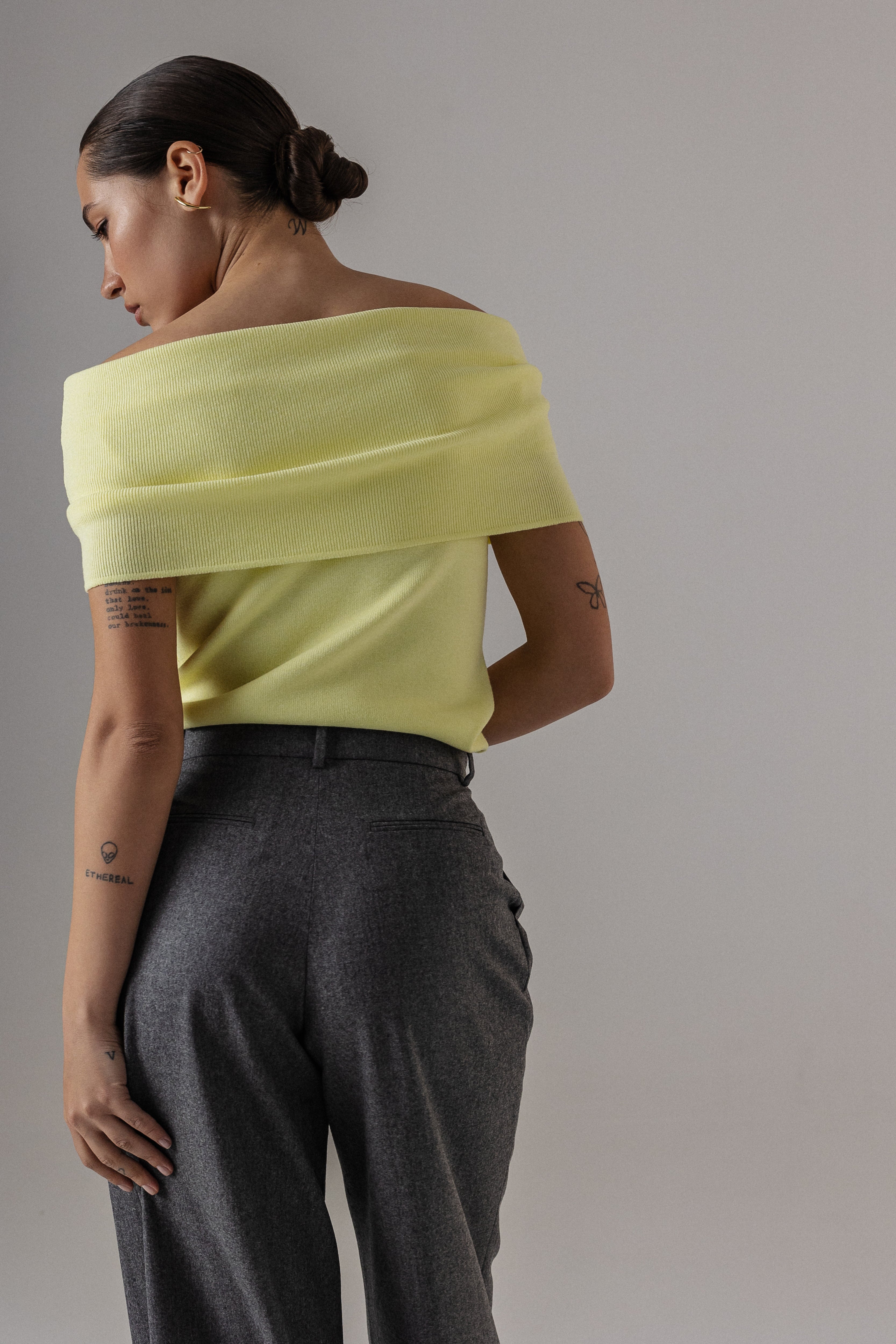 ВʼЯЗАНИЙ ТОП DRAPED GRACE ЖОВТИЙ