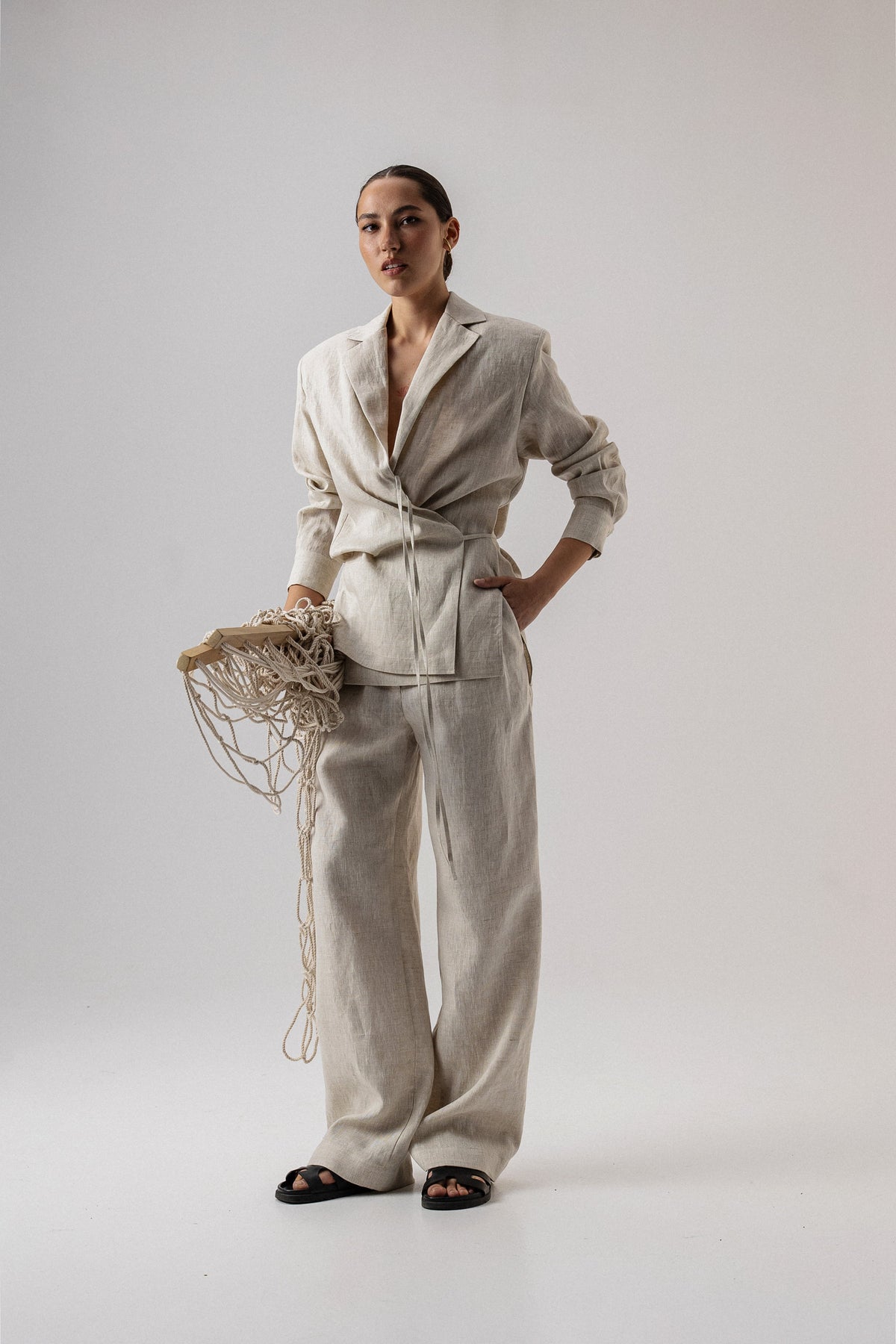 БРЮКИ LINEN - фото 4