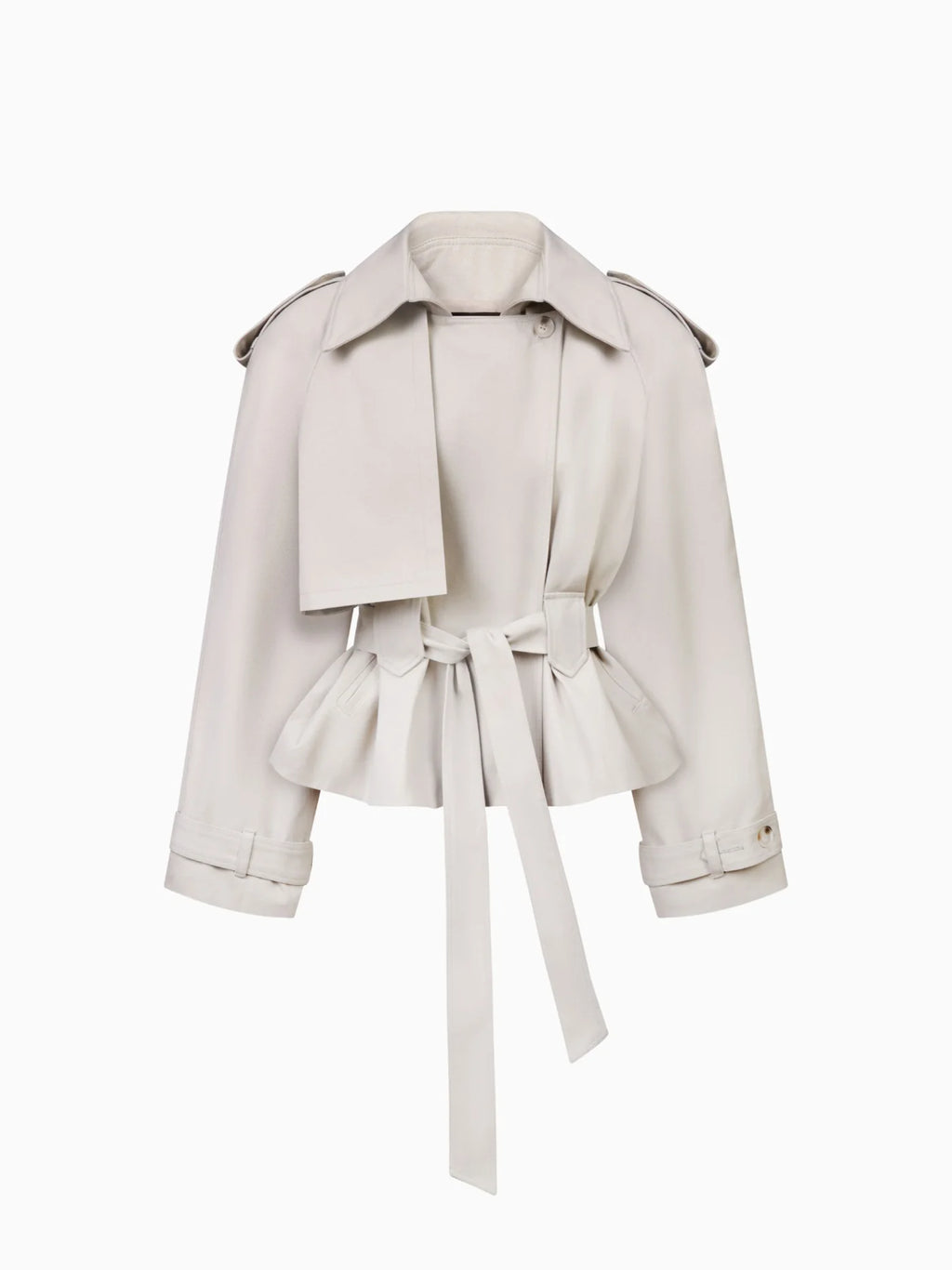 Cropped Cotton Light Beige Trench Coat - фото 1