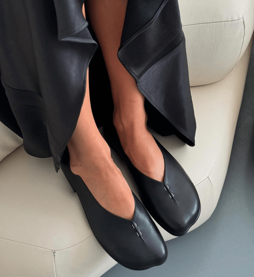 Балетки R ONE анатомічної форми з натуральної чорної шкіри