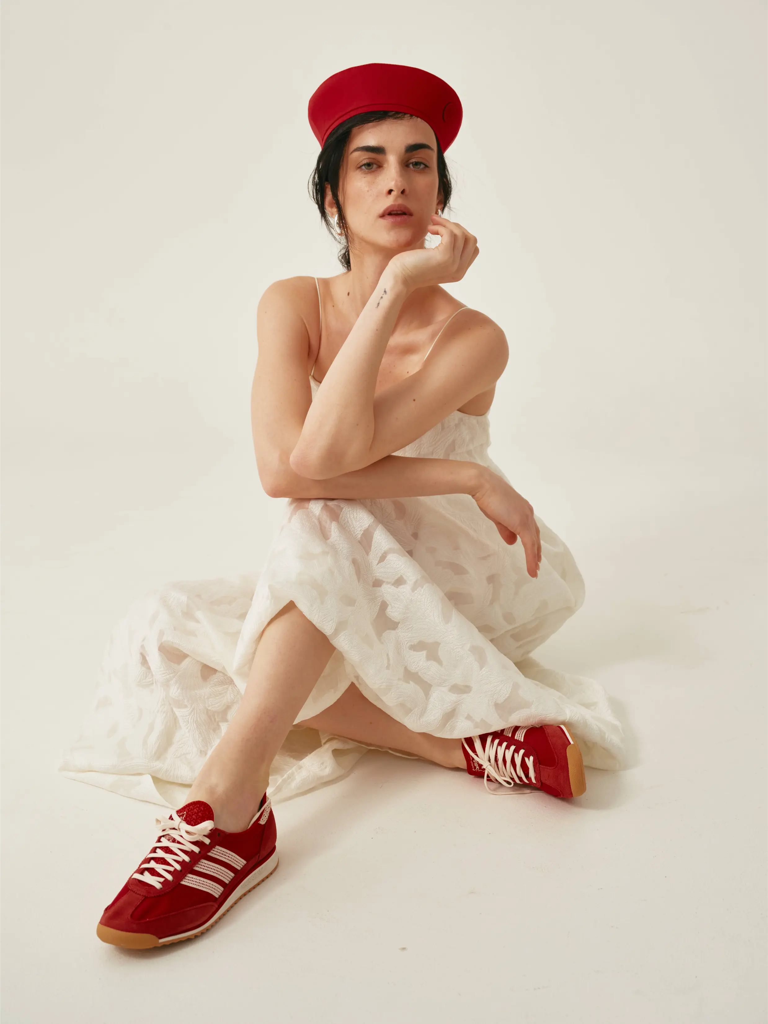HOOPS beret basic cotton red