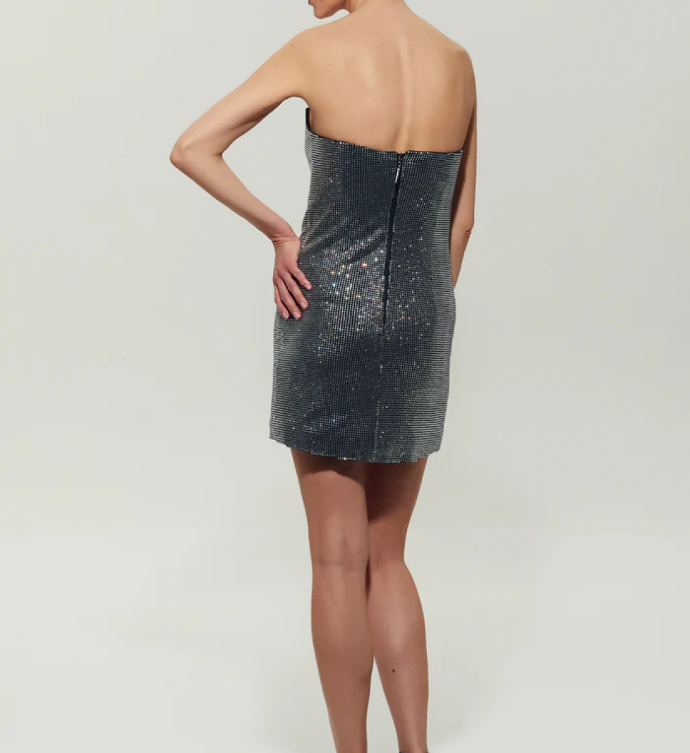 Міні-сукня SEMENENKO з кристалами і відкритими плечима black