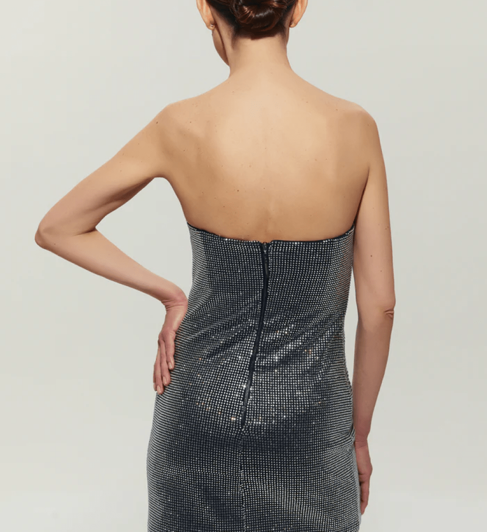 Міні-сукня SEMENENKO з кристалами і відкритими плечима black