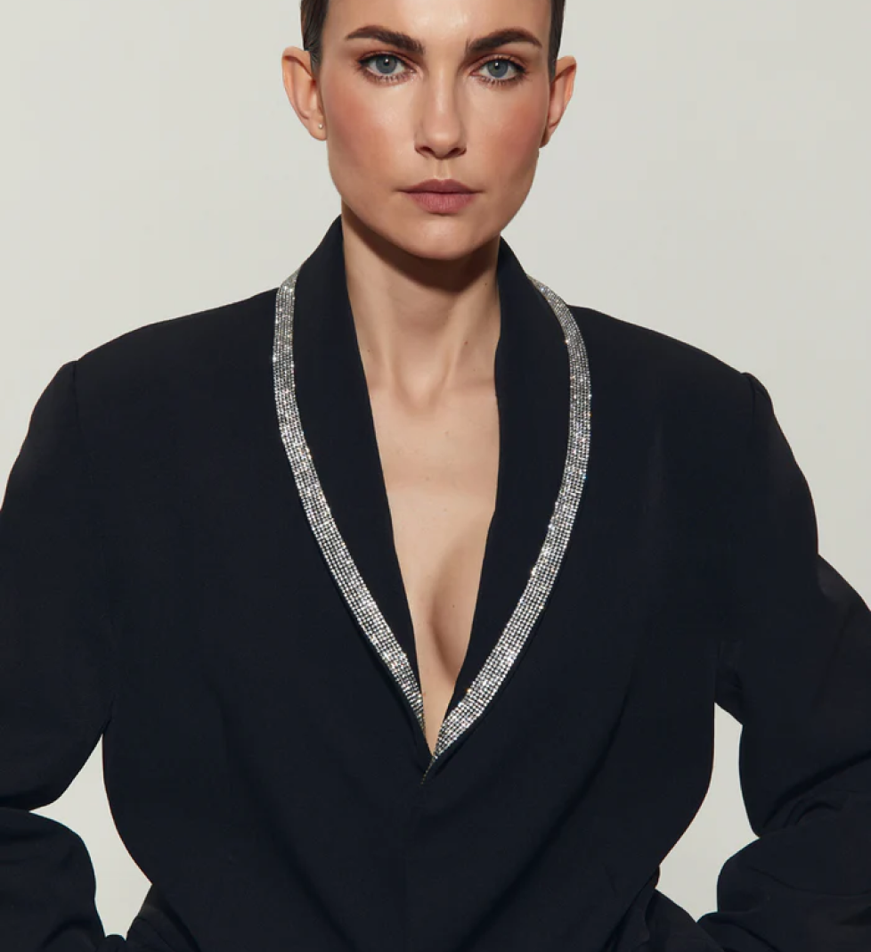 Костюм SEMENENKO комір піджака прикрашений кристалами black