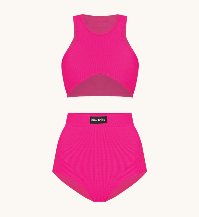 Комплект BlackSeaTribe з топа та міні-шорт в рубчик Pink