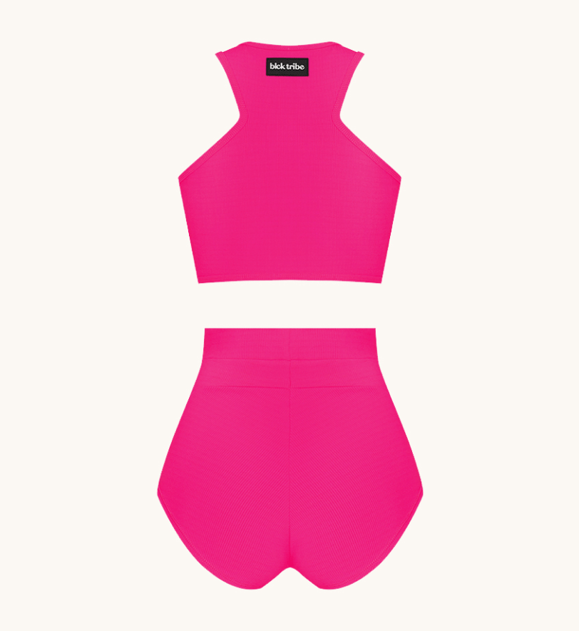 Комплект BlackSeaTribe з топа та міні-шорт в рубчик Pink