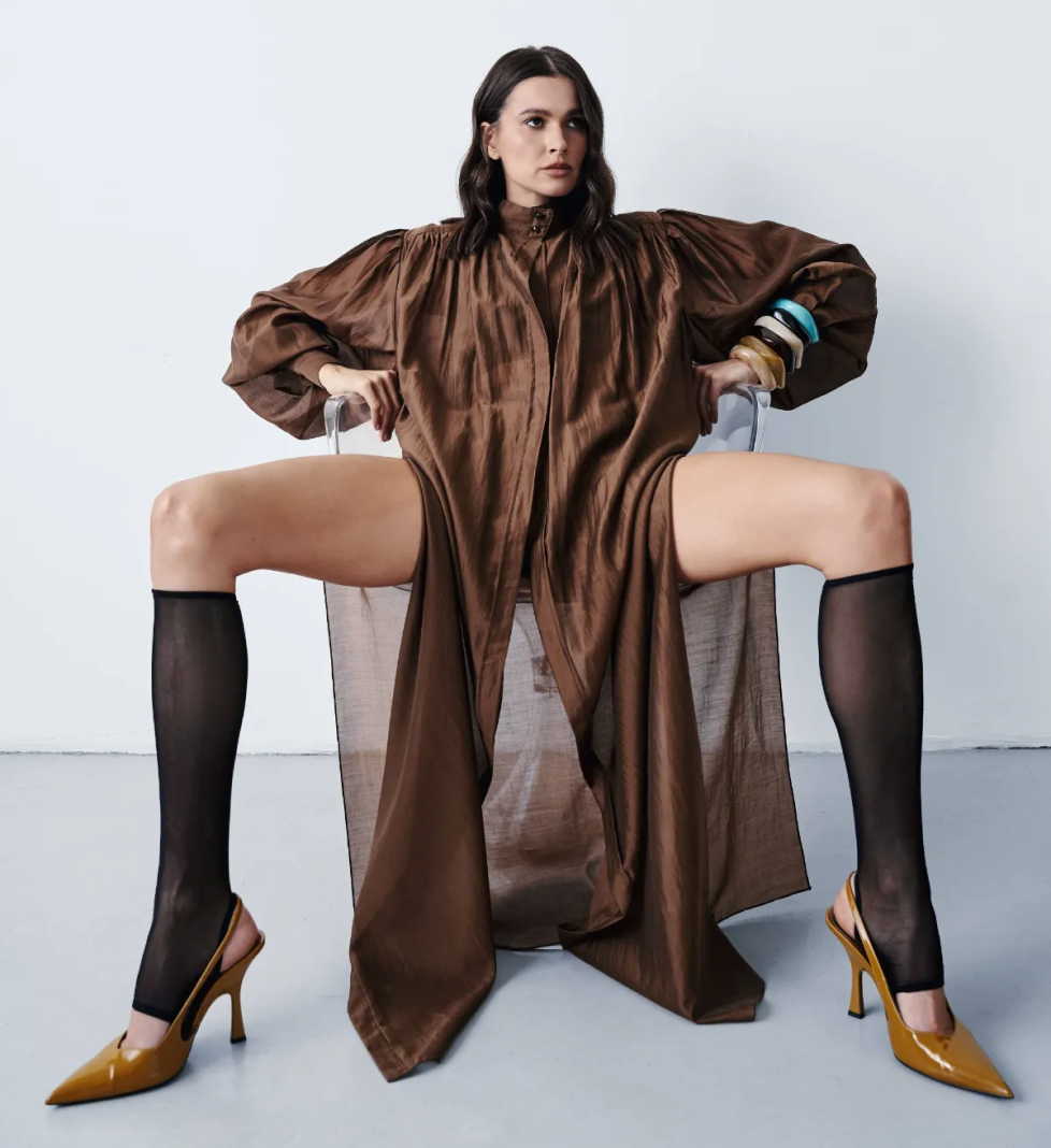 Блуза MERISTRUSS з батисту коричнева