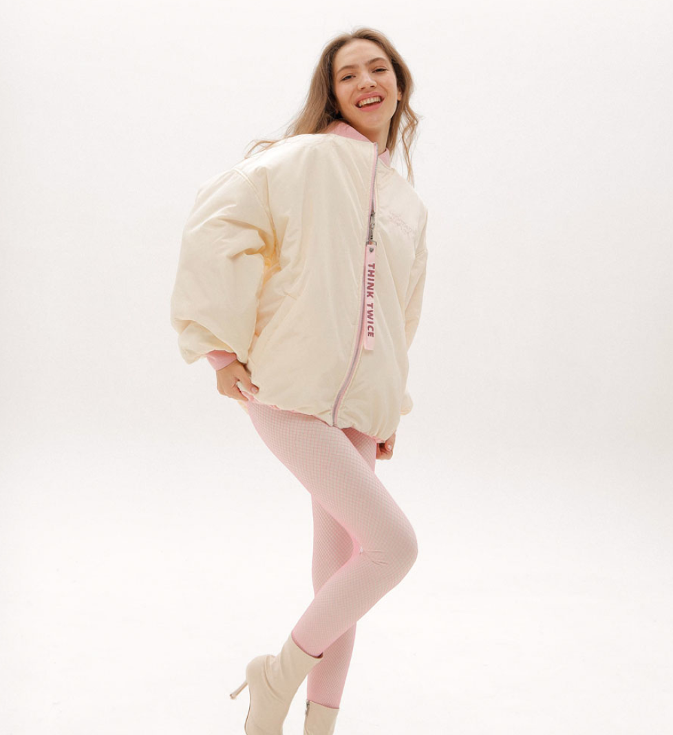 Бомбер двосторонній THINK TWICE pink milk