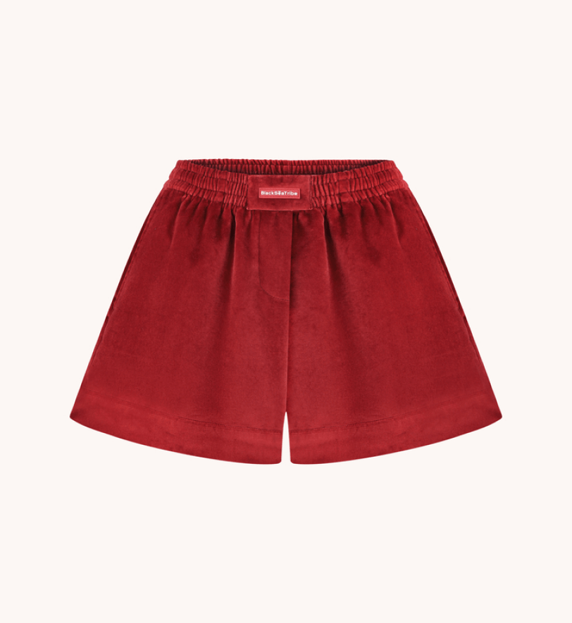 Шорти BlackSeaTribe Boyfriend velvet terracotta