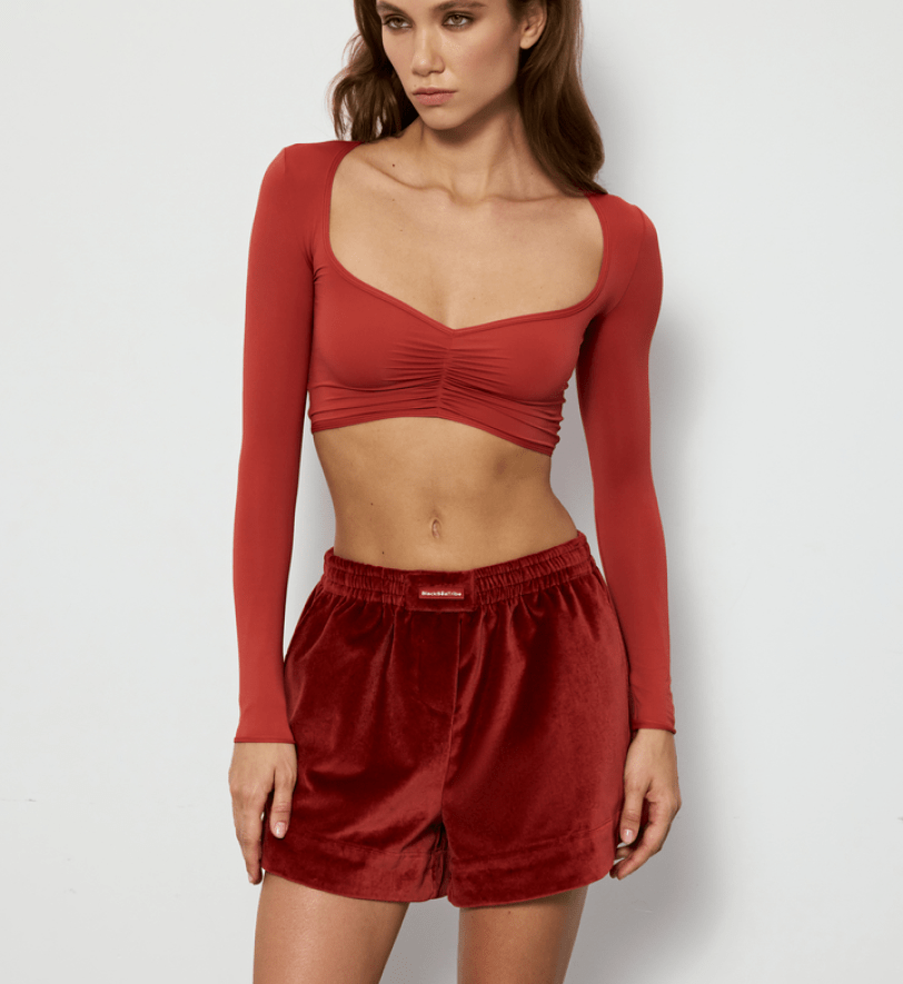 Шорти BlackSeaTribe Boyfriend velvet terracotta