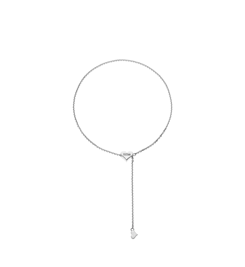 Браслет-трансформер GUZEMA, серденько на ланцюжку White Gold