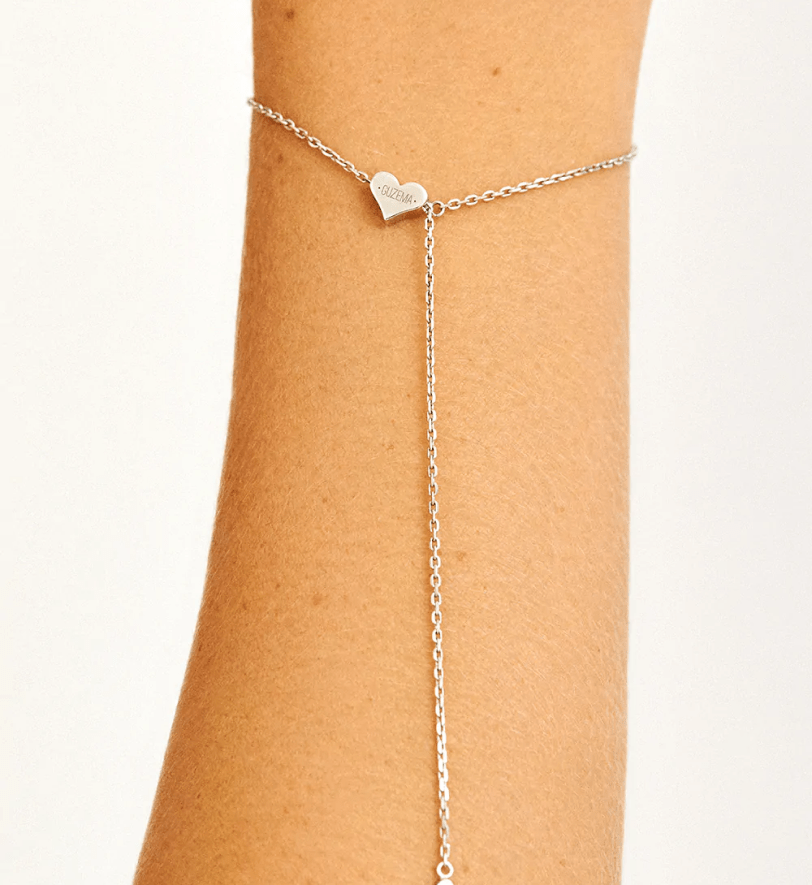 Браслет-трансформер GUZEMA, серденько на ланцюжку White Gold