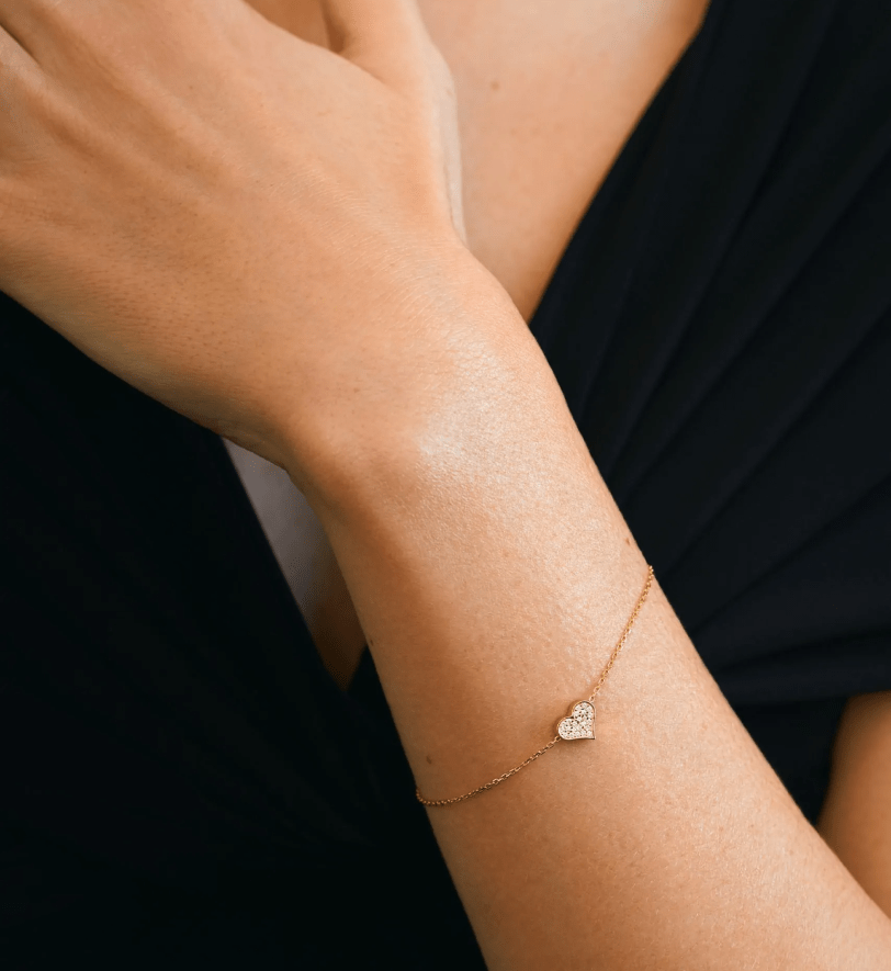 Браслет на застібці GUZEMA, серденько з діамантами Gold