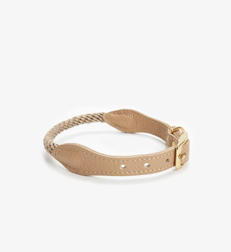Нашийник CHOUCHOU шкіряний з канатиком для собак "Caviar Terra" бежевий